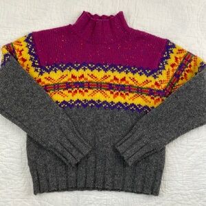 Vibrant Multicolor Women's Turtleneck Sweater 90s